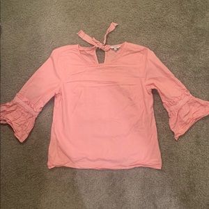 Crown & Ivy Light Pink Long Sleeve Blouse - Size Small